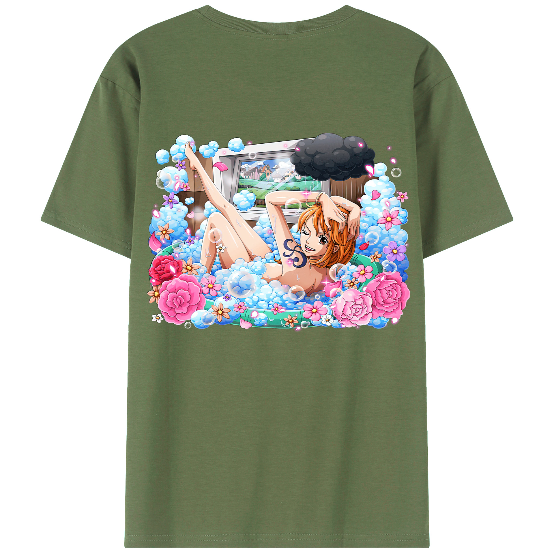 （画像用） ワンピース ナミ ONE PIECE Nami 綿100％ メンズ半袖Tシャツ（バックプリント） 通気性